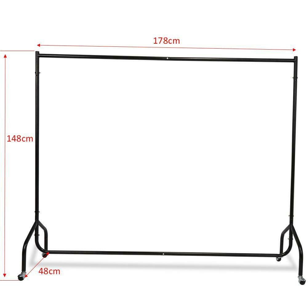 6 ft Rolling Clothes Rail Rack Garment Dress Hanging Stand Storage Hanger Shelf
