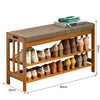Hallway Shoe Storage Rack Cushion Padded Bench Bamboo Wood Entryway Organizer