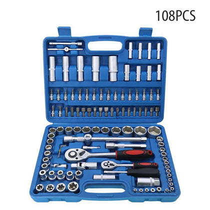 108 X Drive Socket Set 1/2'' 1/4'' Ratchet Screwdriver Tool Kit Spanner Handle