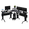 Space-Saving Corner Work Office Desk Gaming w/ Steel Frame CPU Rack Black