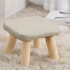 Small Linen Footstool Foot Rest With Wooden Legs Pouffe Kids Seat Round/Square
