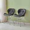 Pair of 2 Computer Desk Chair Faux Leather Fabric Padded Dining Chairs Metal Leg