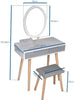 White Dressing Table Stool Set Makeup Vanity Unit LED Lighted Mirror w/Drawers