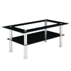 Black Glass Coffee Tea Table Modern Clear Living Room Chrome Legs Black Modern
