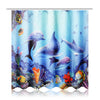 180X180cm Dolphin Shower Curtain+ Bath Set Waterproof Toilet Lid Cover Floor Mat