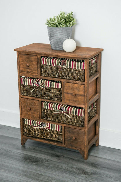 WICKER DRAWER CABINET CHEST MAIZE FURNITURE STORAGE UNIT BASKET BEDROOM HALL