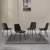 Set of 2 Dining Chairs Faux Leather Cushion Metal Legs Kitchen Deep Grey Modern
