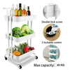 3 Tier Slim Kitchen Storage Trolley Cart Rack Tray Shelf Rolling Wheel W/ Handle