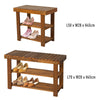 3-tier Shoe Rack Footstool Storage Shelf Organiser Acacia Wood Teak Colour