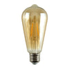 LED Table Lamp Smoked Glass Wooden Frame Base Industrial Filament Light Bulb