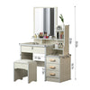 Dressing Table Stool Bedroom Vanity Set Makeup Desk with Mirror & 4 Drawer NEW