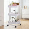 3 Tier Kitchen Trolley Cart on Wheels Slim Rolling Storage Tray Rack with Handle