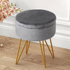 Round Velvet Storage Footstool Ottoman Footrest Makeup Dressing Table Stool Grey