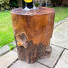 Teak Root Block Table Round Stool Hand Carved Wood Side End Lamp Furniture Stand