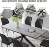 MDF Dining Table and PU Leather Chairs Set Middle Butterfly Extension Leaf Table