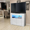 Corner TV Unit Stand Cabinet White Gloss &Matt Led Lights UK