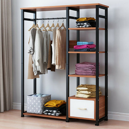 Open Wardrobe Clothes Heavy Duty Rail Rack Hanging Garment Organizer Coat Shelf