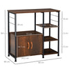 Industrial Storage Shelf Side Table Metal Frame End Desk with Cabinet & Rack
