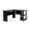 Black L-shaped Computer Desk Corner PC Table Workstation Home Office w/ Shelves