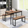 6Pcs Dining Table & Chairs Set Kitchen Furniture With Storage Bench Space-Saving