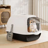 Hooded Cat Kitten Litter Tray Enclosed Pet Loo Toilet Box with Scoop Easy Clean