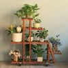 Rolling Plant Stand with Wheels 5Tier Wooden Plant Flower Display Flowerpot Rack