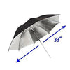 Studio Umbrella 33" Reflective Flash Photo Black Silver Soft Light Photography