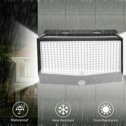 288/468 LED Solar PIR Motion Wall Security Lights Outdoor Garden Bright Upgrade