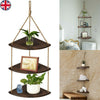 Rustic Hanging Swing Corner Shelves Solid Wood Rope Ladder Floating Shelf Unit