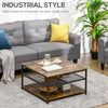 Vintage Square Coffee Table Large Shelf Storage Metal Mesh Industrial Style Room