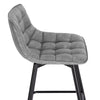 2x Barstool Breakfast stool Metal+leather Counter Bar Chair Faux Bar Stool grey