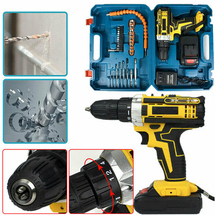 21V Cordless Combi Drills Driver Worklight Impact Screwdriver Li-Ion Battery UK