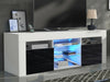 TV Unit Cabinet Display Tv Stand With LED Light Matt body and High Gloss Doors