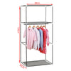Single Fabric Canvas Wardrobe with Hanging Rail Shelving Clothe Storages Closets