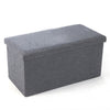 GREY LARGE LINEN FOLDING STORAGE OTTOMAN POUFFE SEAT FOOT STOOL STORAGE BOX UK