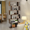 6-tier Bookcase Industrial S-Shaped Bookshelf Wooden Storage Display Shelf Home