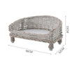 Natural Wicker Pet Bed Handmade Raised Cat Dog Sofa Couch - Cushion Optional