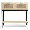 Rattan Console Table w/ 2 Storage Drawers & Shelf | Entryway Hall Table
