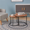 Nest Of 2 Coffee Table End Table with Wooden Top Stackable Sofa Side Living Room