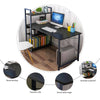 Computer Table Study Desk with Shelves Unit Black Home Office Workstation Corner