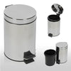 PEDAL BIN 3 / 5 LTR LID RUBBISH WASTE DUST LITTER PAPER STAINLESS STEEL KITCHEN