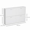 Wooden Shoes Cabinet Multi Flip Down Shelf Drawer Organizer - White