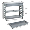 3-Tier Console Table X-Design Hallway Storage Cabinet Sofa Side Table W/ Drawer