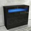 UK 2 Doors Cabinet Sideboard Cupboard High Gloss Fronts Storage RGB LED
