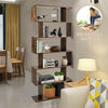 6-tier Bookcase Industrial S-Shaped Bookshelf Wooden Storage Display Shelf Home