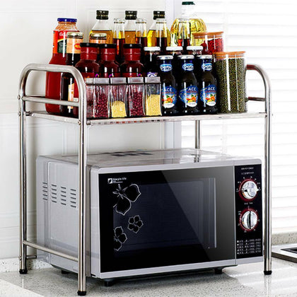2 Layer Stainless Steel Microwave Oven Rack Stand Storage Holder Kitchen Shelf