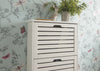 Shoe Storage Cabinet 3 Tier Grey Slatted Cupboard Doors Scandanavian Style