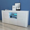 White High Gloss TV Stand Cabinet Unit Sideboard 3 Doors RGB LED Glass Shelf