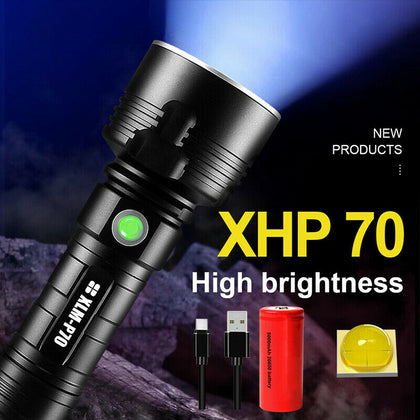 Rechargeable 120000 lumens P70 High Power LED Flashlight USB Torch + Battery UK