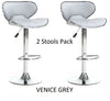 2 x GREY EXECUTIVE GAS LIFT BAR STOOLS, BREAKFAST KITCHEN BAR ETC, 6 DESIGNS